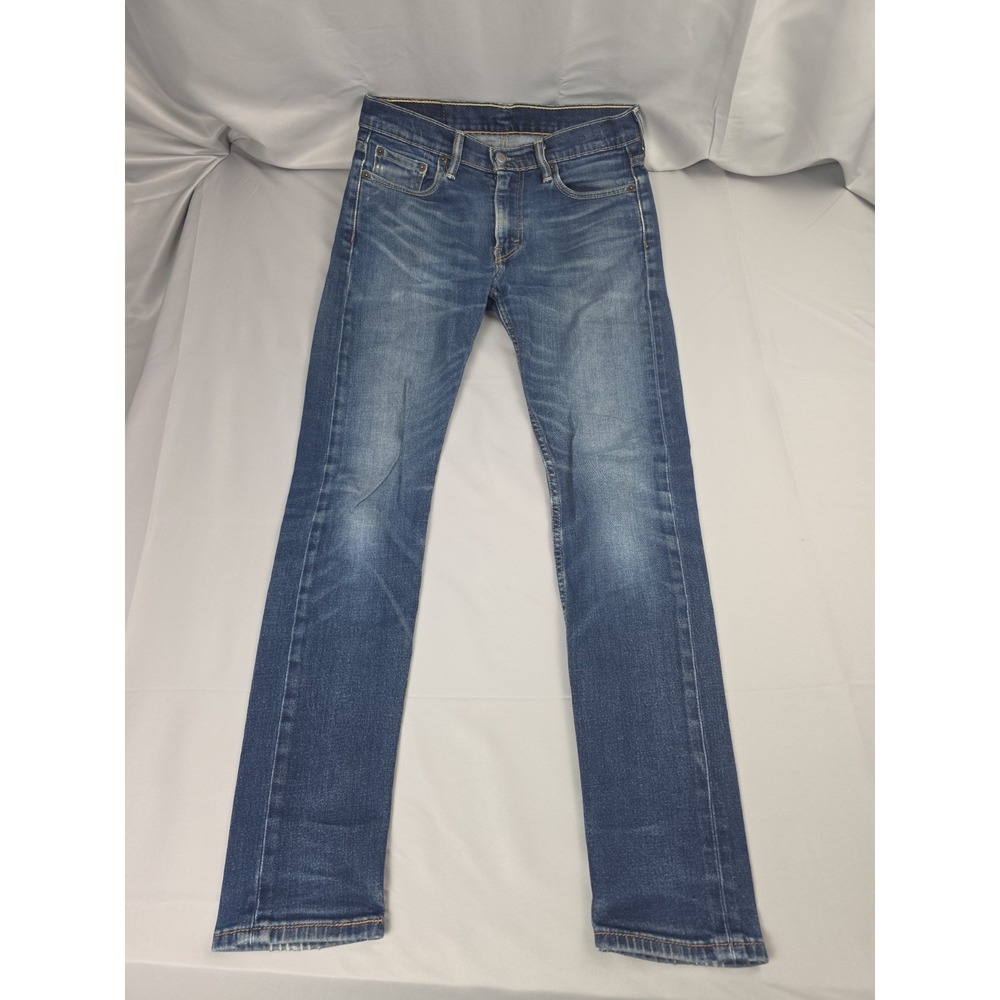 Levis 510 Jeans Mens 30x32 Blue Skinny Medium Wash Stretch Denim Red Tab Distres